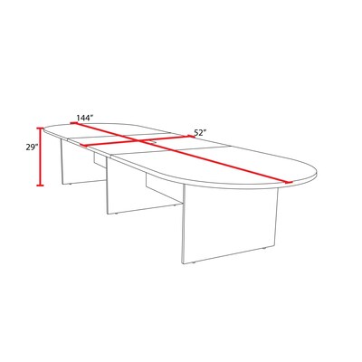 Regency Legacy 144"W Racetrack Shaped Laminate Conference Table w/ Charging Port, Noble Oak (LCTRT14452NO)