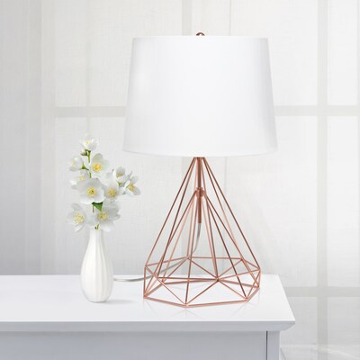 Lalia Home Geometric Wired Table Lamp, Fabric Shade, Rose Gold (LHT-5024-RG)