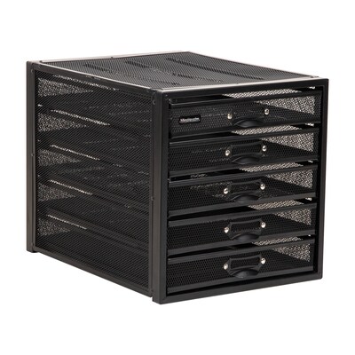 Mind Reader 5-Compartment Metal Mesh File Storage Drawers, Black (5CABMESH-BLK)