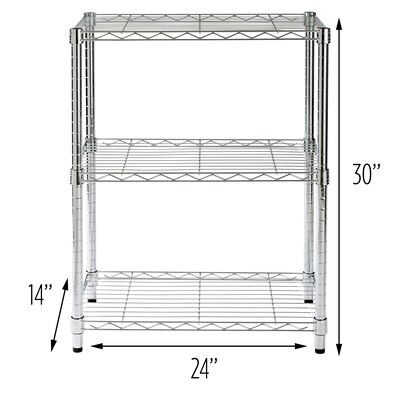 Honey-Can-Do 3-Shelf Metal Unit, 24"W, Chrome (SHF-01903)