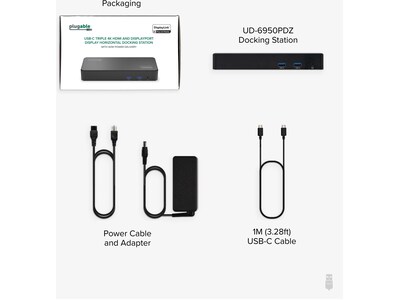 Plugable USB-C Triple 4K HDMI and DisplayPort Display Docking Station  (UD-6950PDZ)