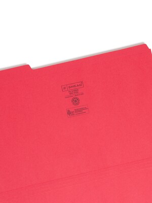 Smead File Folders, Reinforced 1/3-Cut Tab, Legal Size, Red, 100/Box (17734)