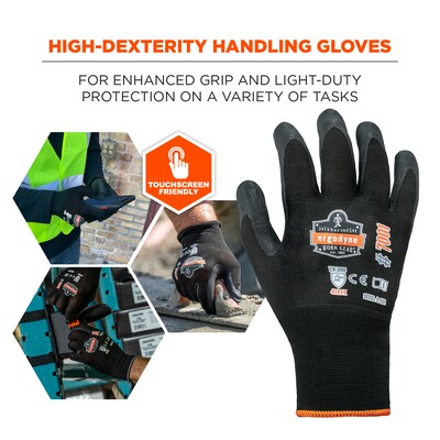 Ergodyne ProFlex 7001 Nitrile Coated Gloves, ANSI Level 3 Abrasion Resistance, Black, Large, 144 Pai