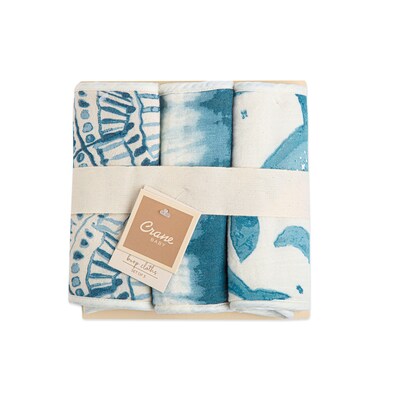 Baby Crane Caspian Muslin Burp Cloth, 3 Pieces (BC-130BCS)