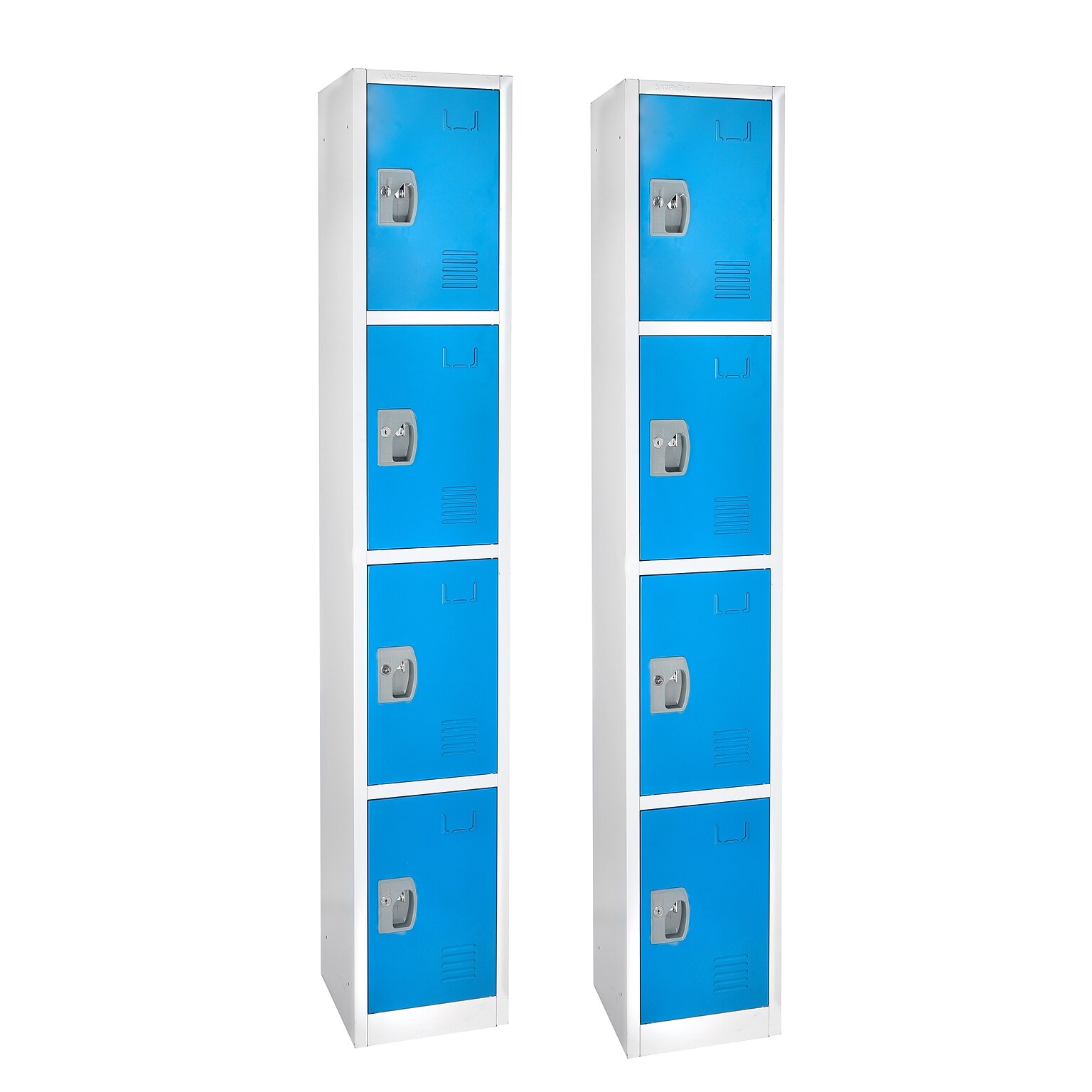 AdirOffice 72 4-Tier Key Lock Blue Steel Storage Locker, 2/Pack (629-204-BLU-2PK)