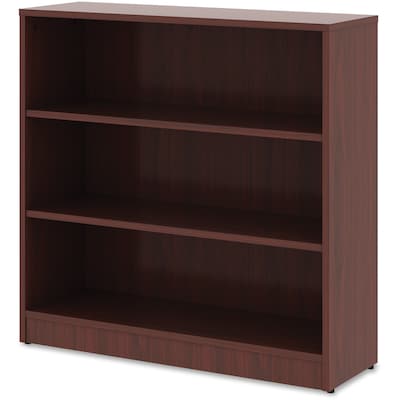 Lorell 36 3-Shelf Bookcase with Adjustable-Shelves, Mahogany Laminate (LLR99781)