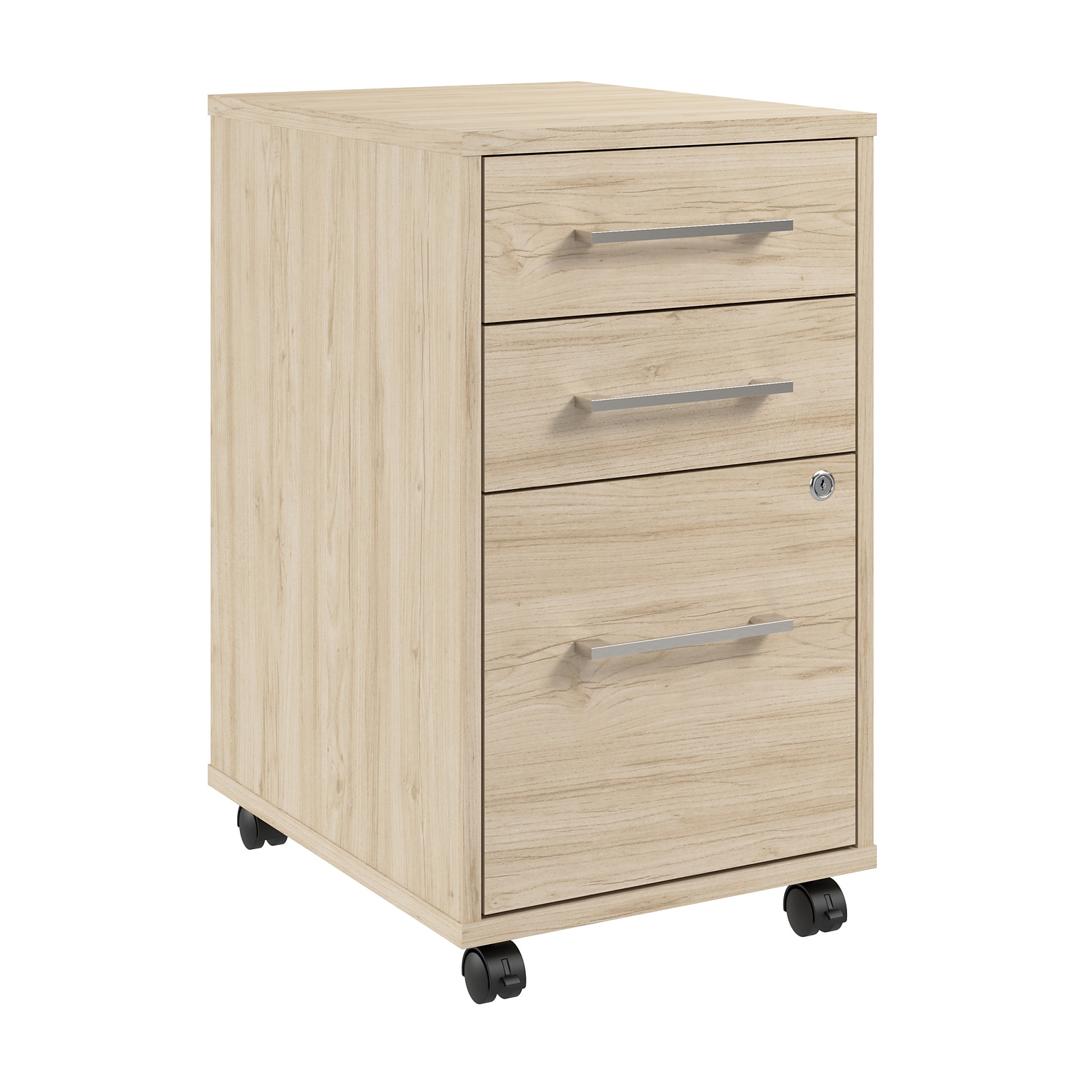 Bush Business Furniture Hustle 3-Drawer Mobile File Cabinet, Letter/Legal Size, Lockable, Natural Elm (HUF116NESU)