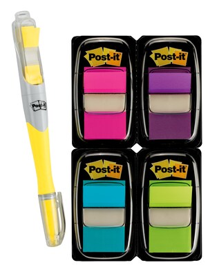 Post-it Flags Value Pack with Flag+Highlighter, 1" Wide, Assorted Colors, 200 Flags/Pack (680-PPBGVA)