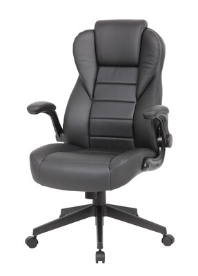 Boss Office Products Ergonomic Vinyl Swivel Executive Chair, Black (B8551-BK)