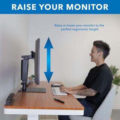 Mount-It! Height Adjustable Dual Monitor Arm, Freestanding Mount, Fits 17"-32" Monitors, Black (MI-2758)