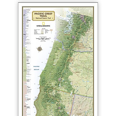 National Geographic Pacific Crest Trail Map, In Gift Box, 18" x 48" (NGMRE01020758X)