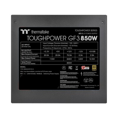 Thermaltake Toughpower GF3 850W ATX 3.1 80 PLUS Gold ATX Power Supply, Black (PS-TPD-0850FNFAGU-4)