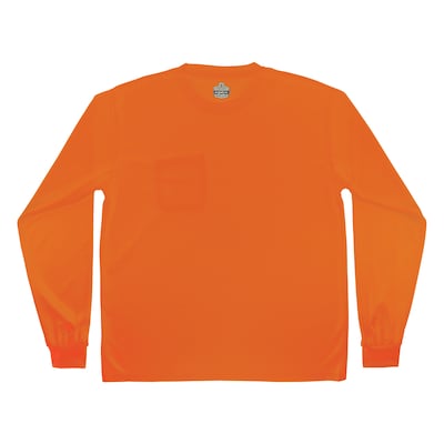GloWear 8093 High Visibility Long Sleeve T-Shirt, Orange, X-Small (21821)