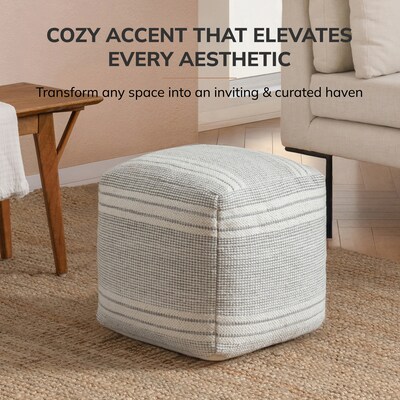 Anji Mountain Summit Stone Fabric Square Pouf Ottoman (AMBPF174-1616)