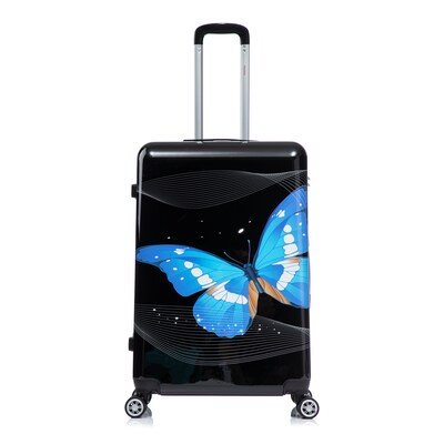 InUSA 28" Hardside Butterfly Suitcase, 4-Wheeled Spinner, TSA Checkpoint Friendly, Black Butterfly (IUAPC00L-BBU)