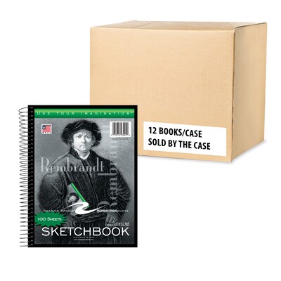 Roaring Spring Paper Products 8.5 x 11 Spiral Bound Sketch Book, 100 Sheets/Book, 12 Books/Pack (53101CS)