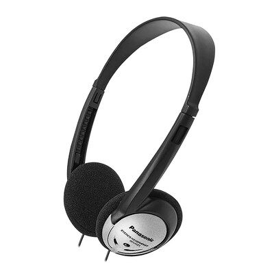 Panasonic On-Ear Headphones with Microphone & XBS for Deep Bass, Black & Silver (RP-HT21M)