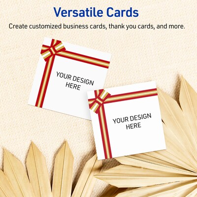 Avery Gold-Red Gift Bow Matte Blank Card, White, 120/Pack (S00-FFX)