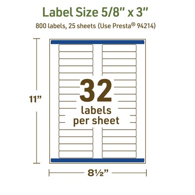 Avery Dissolvable Rectangle Multipurpose Labels, 5/8" x 3", Off-white, 800/Pack (94214)
