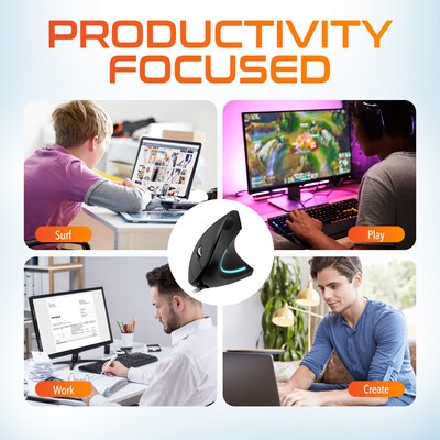 Delton Ergonomic 12 Ergonomic Vertical Optical USB Gaming Mouse, Black (DMERG12-U)