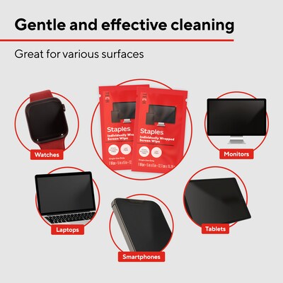 Staples TECH Individually Wrapped Screen Wipes, 200/Pack (ST63058)