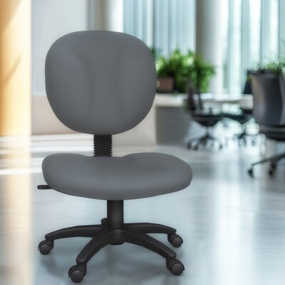 Regency Comfort Series Armless Ergonomic Fabric Swivel Task Chair, Grey (105-GY)