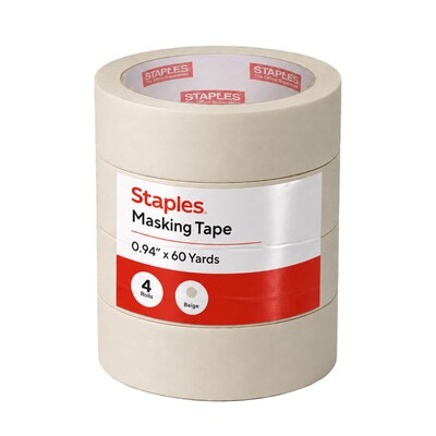 Staples Masking Tape, 0.94” x 60 Yards — 4/Pack