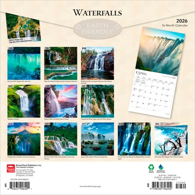 2026 BrownTrout Waterfalls 12 x 12 Monthly Wall Calendar (9798330706204)