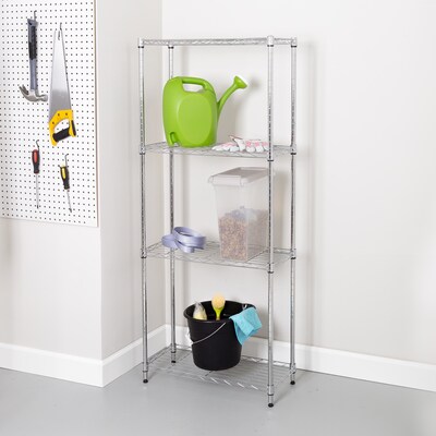 Honey-Can-Do 4-Tier Slim Profile Shelving Unit, Chrome (SHF-10022)