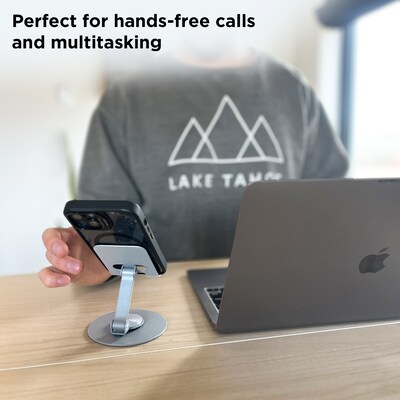 Uncaged Ergonomics 360° Swivel Rotating Adjustable Cell Phone Stand for Desk, Silver (SPS-SILVER)