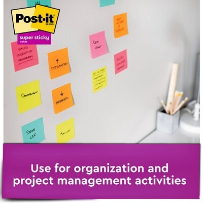 Post-it Pop Up Super Sticky Notes, 3 x 3 in., 1 Dispenser, 12 Pads, 90 Sheets/Pad, 2x the Sticking Power, Assorted Colors