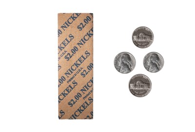 CONTROLTEK $2 Nickel Coin Wrapper, Kraft/Blue, 1000/Box (560043)