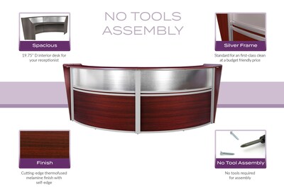 Regency Marque 124.5"W Curved Reception Desk Workstation, Mahogany (77312MH)