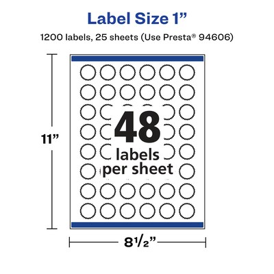 Avery Laser/Inkjet Multipurpose StarburstLabels, 1" Dia, Glossy Clear, 1200/Pack (94606)