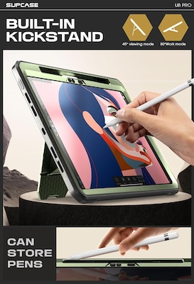 SUPCASE Unicorn Beetle Pro Plastic 13" Fullbody Case for iPad Pro 13" 7th Generation, Green (SIP2413UBPSPGD)