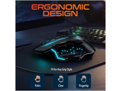 Delton G37 Wireless Ergonomic Optical Gaming Mouse, Black (DMGAM37ERG)