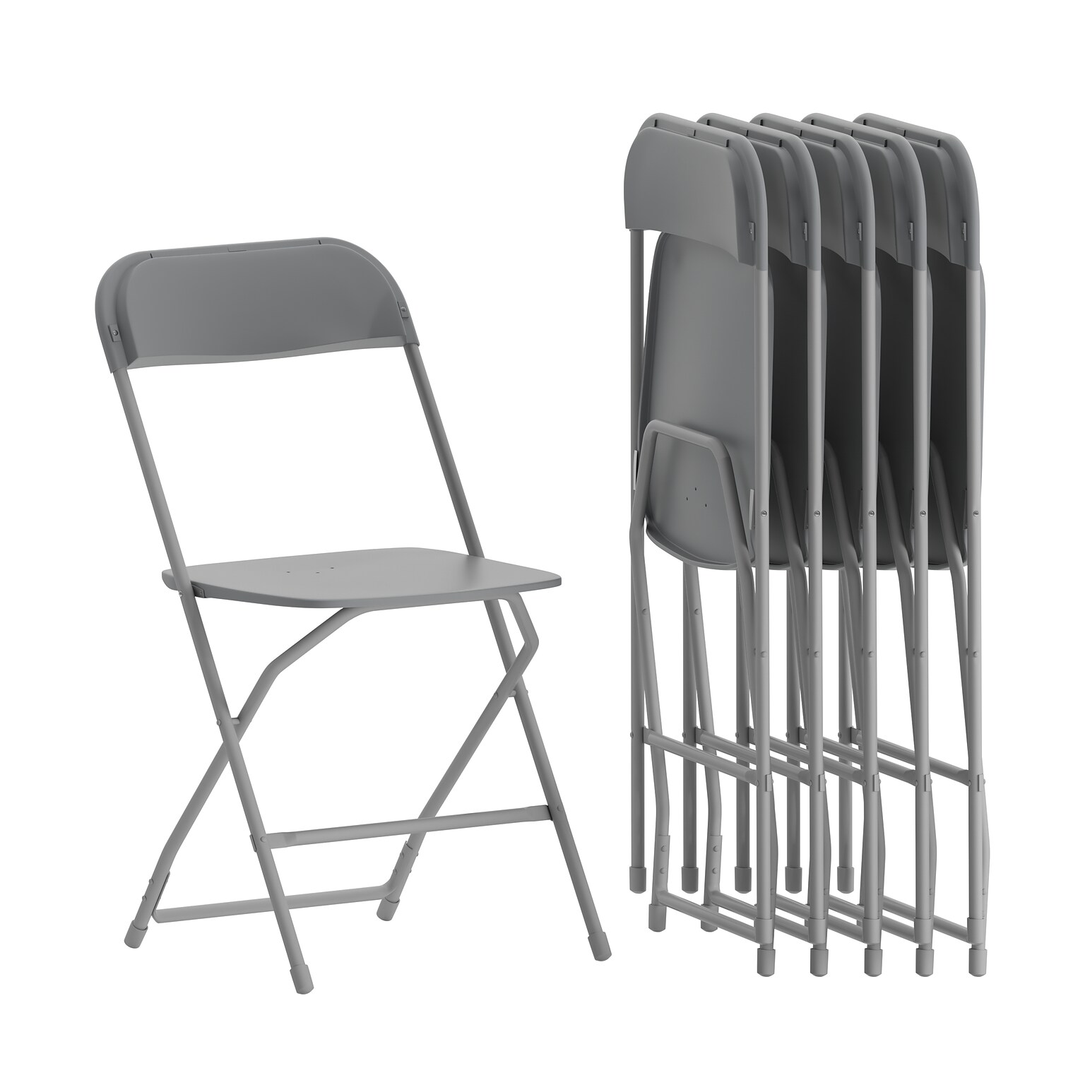 Flash Furniture Plastic Folding Chair, Grey, Set of 6 (6LEL3GREY)