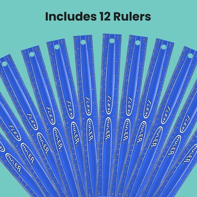 Lockermate Flexi 12 Imperial/Metric Flexible Curves, Poly, Blue (01137-BLUE)