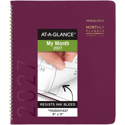 2027 AT-A-GLANCE Contemporary 9 x 11 Monthly Planner, Faux Leather Cover, Purple (70-250X-14-27)