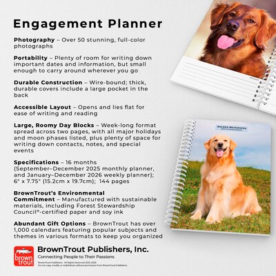 2026 BrownTrout Golden Retrievers 6.5" x 7.75" Weekly Planner (9798330703470)