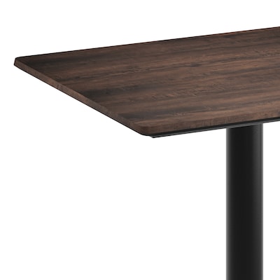 Flash Furniture Acadia Wooden Dining Table with X-Base, 23.75"D x 29.75"W, Dark Brown/Black Base (ST2430WBRT2222B)