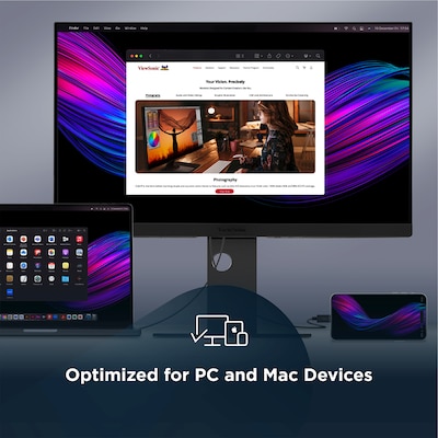 ViewSonic ColorPro 24" 4K UHD 60Hz LCD Monitor, Mac-Compatible, Height Adjustable, Black/Silver (VP2488-4K)