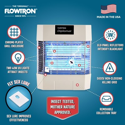Flowtron Electric Diplomat Indoor Bug Zapper, 1200 sq. ft. Coverage, 80W UV Light (FLWFC7600)