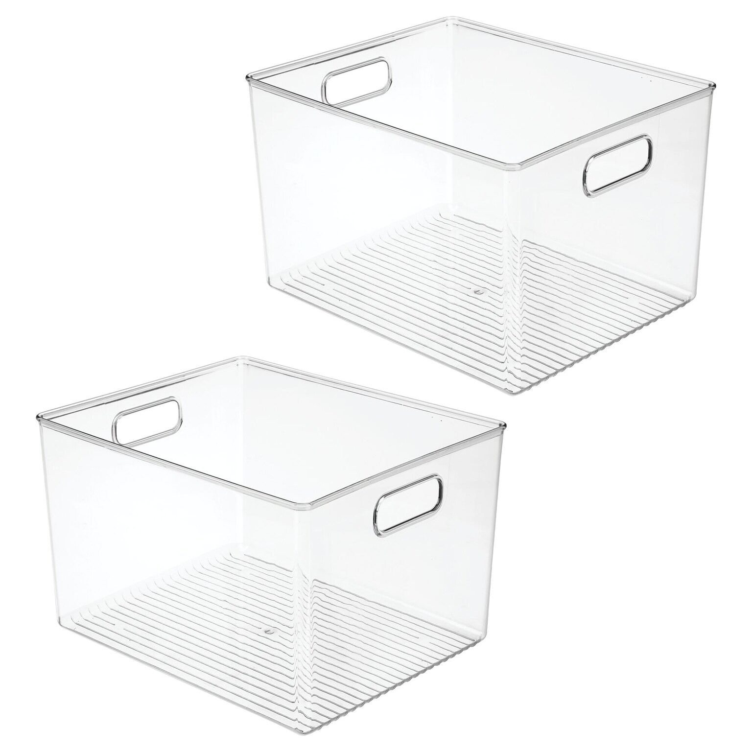 Plastic Storage Bins with Handles for Household Storage and Organization - Ideal for Kitchen, Bathroom, or Home Office