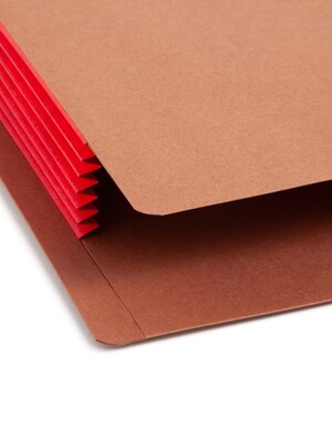 Smead Extra Wide Recycled Reinforced File Pocket, 5" Expansion, Red/Redrope, 10/Box (73696)