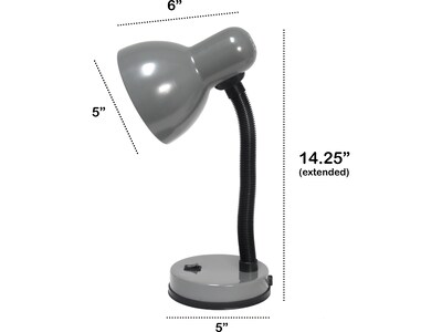 Creekwood Home Essentix Incandescent Desk Lamp, 14.25", Gray Glossy (CWD-1000-GY)