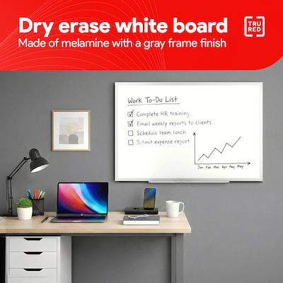 TRU RED™ Melamine Dry Erase Board, Gray Frame, 3' x 2' (TR59355)