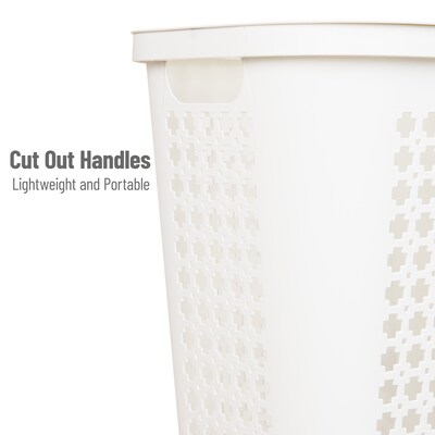 Mind Reader Slim Tapered Hamper with Lid, Plastic, White (SWHAMP50-WHT)