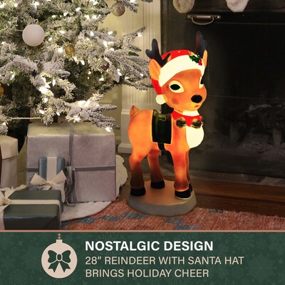 Fraser Hill Farm 28” Reindeer with Santa Hat Christmas Blow Mold (FFBM-1RND-MLT)