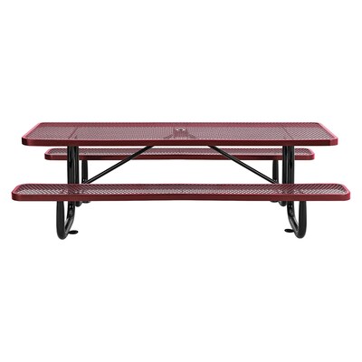 Global Industrial 8 Rectangular Picnic Table, Expanded Metal, Red (277153RD)